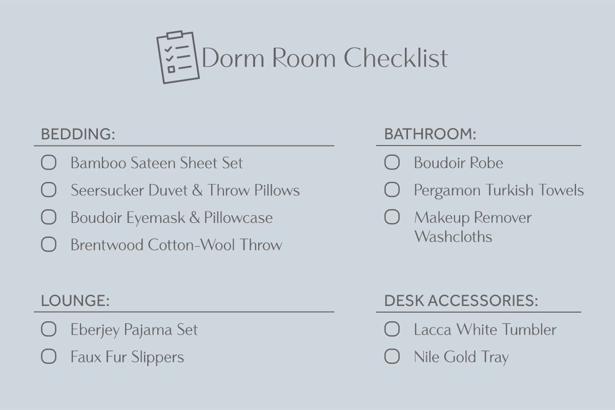complete dorm room checklist